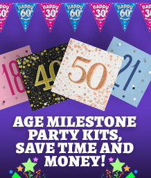 Age Milestone Party Kits - a Great selection of Age Milestones from 1 - 100!